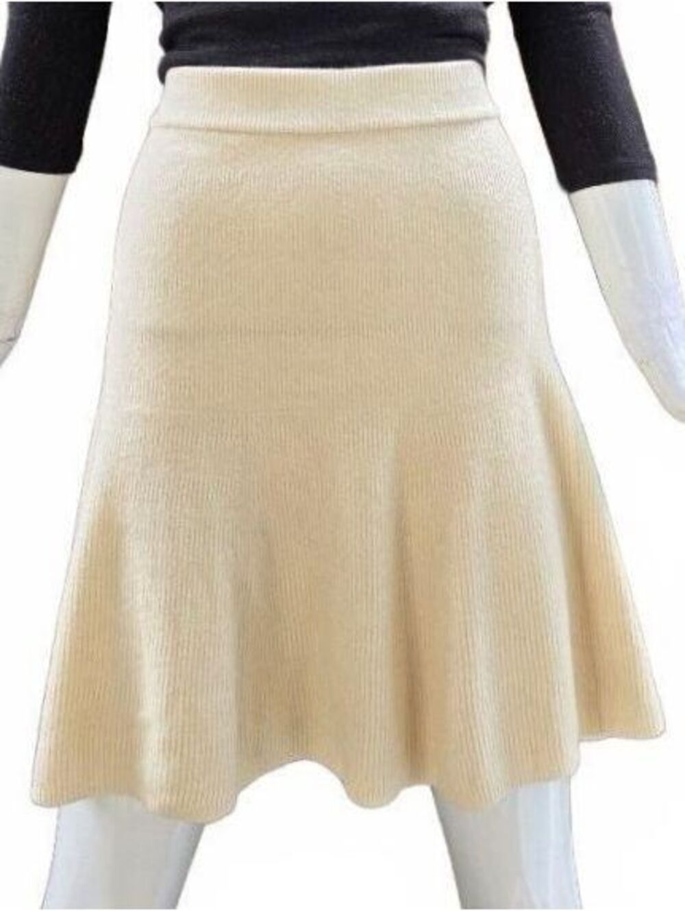 Gap Flared A-Line Mini Skirt Ribbed Knit Cream Pull On New With Tags Large/Tall